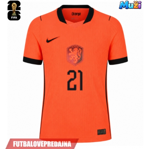 Lacne Muži Futbalové dres Holandsko Frenkie de Jong #21 MS 2026 Krátky Rukáv - Domáci